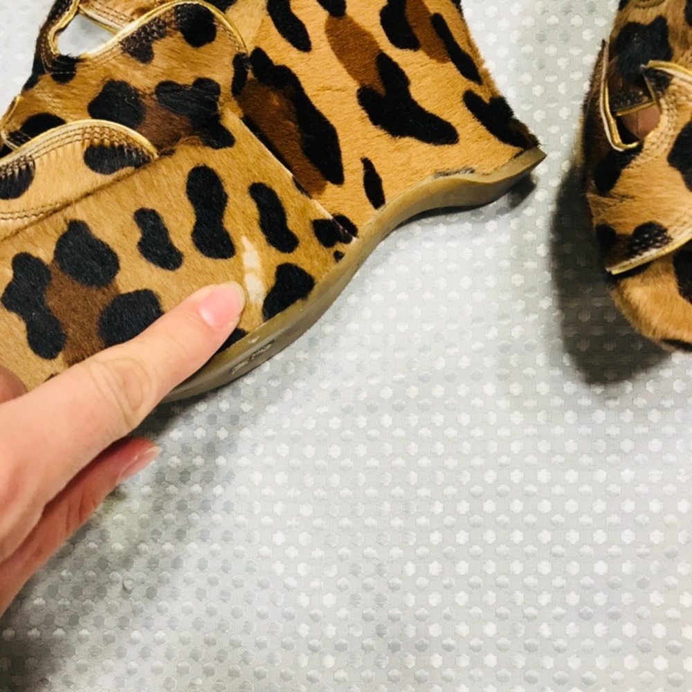 Alaia Open Toe Leopard Print Wedges - image 7